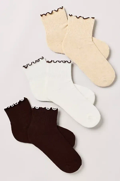 Daily Practice Ruffle Trim Crew Socks, Set Of 3 In Neutral
