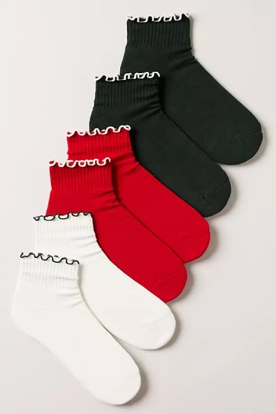 Daily Practice Ruffle-trim Crew Socks, Set Of 3 In Multi