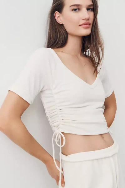 Daily Practice Short-sleeve Side Action Tee In Ivory