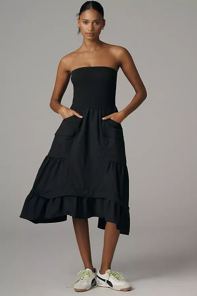 Daily Practice Strapless Drop-waist Tiered Dress