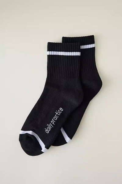 Daily Practice Stripe Crew Socks In Black