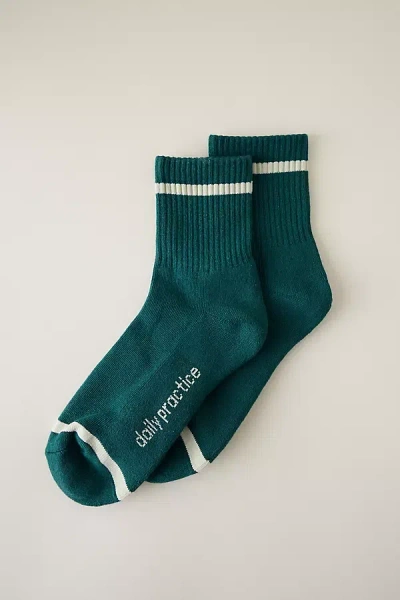 Daily Practice Stripe Crew Socks In Green