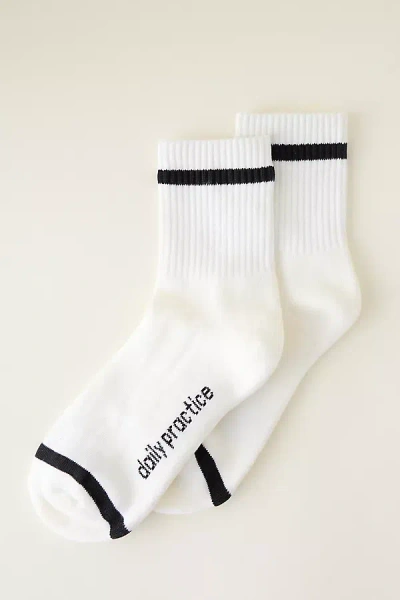 Daily Practice Stripe Crew Socks In White