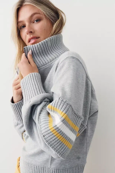 Daily Practice Striped Half-zip Pullover In Grey