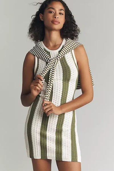Daily Practice Striped Knit Mini Dress In Green