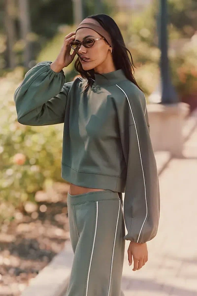 Daily Practice Studio Track Long Sleeve Top In Green