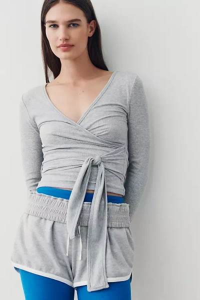 Daily Practice Surplice Wrap-front Top In Gray