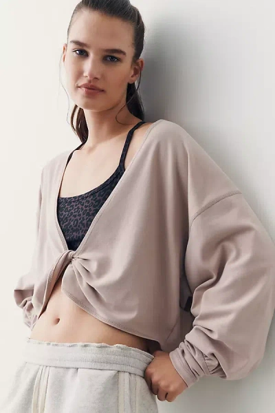 Daily Practice Twist-front Cropped Sweatshirt Top In Brown