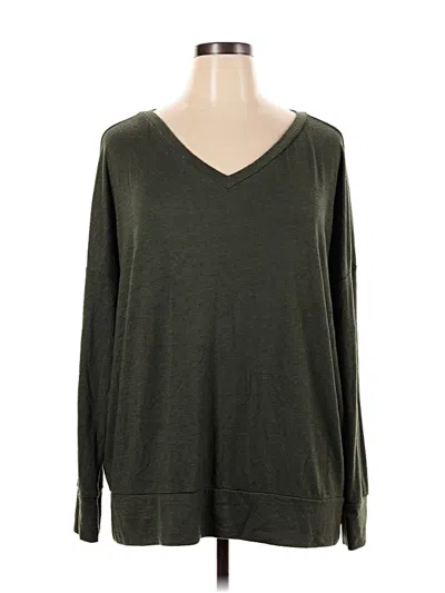 Pre-owned Daily Ritual Long Sleeve Top Green V Neck Tops