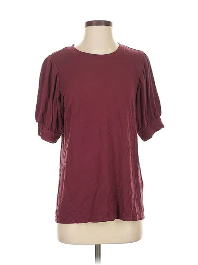Pre-owned Daily Ritual Short Sleeve Top Burgundy Crew Neck Tops