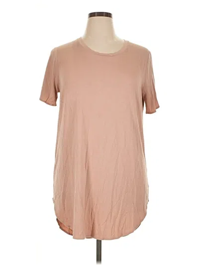 Pre-owned Daily Ritual Short Sleeve Top Tan Crew Neck Tops