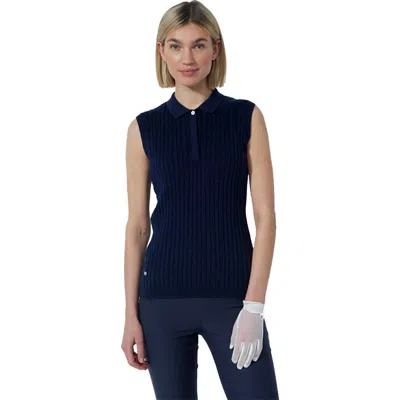 Daily Sports Madelene Cable Knit Womens Sleeveless Golf Polo In Blue