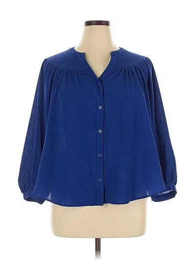 Pre-owned Daily Threads 3/4 Sleeve Blouse In Blue