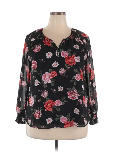 Pre-owned Daily Threads Long Sleeve Blouse In Black