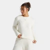 Dailyszn Women's  Cozy Cropped Crewneck Sweatshirt In White
