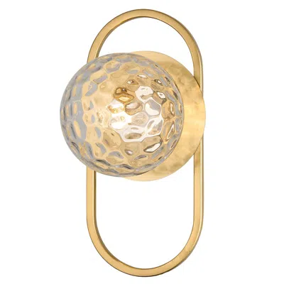 Dainolite 1 Light Aged Brass Wall Sconce W/ Clear Hammered Glass In Gold