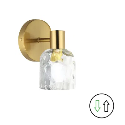 Dainolite 1 Light Aged Brass Wall Sconce W/ Clear Water Glass In White