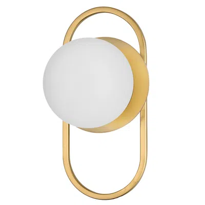 Dainolite 1 Light Aged Brass Wall Sconce W/ Opal Glass In Gold