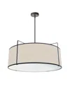 Dainolite 10" Metal, Fabric Trapezoid 4 Light Drum Pendant With Shade In Cream,black,white