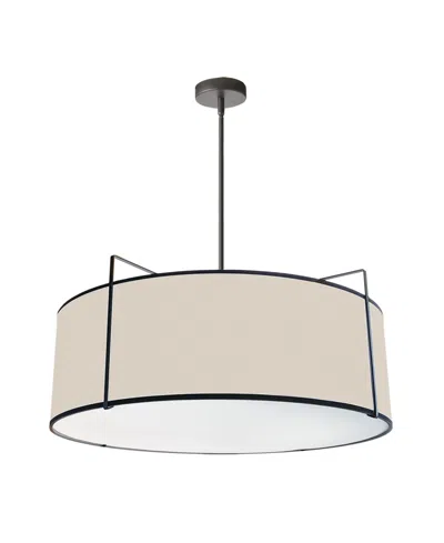 Dainolite 10" Metal, Fabric Trapezoid 4 Light Drum Pendant With Shade In Cream,black,white