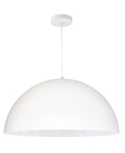 Dainolite 10" Metal, Glass Ofelia 1 Light Large Pendant In Matte White