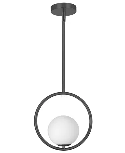 Dainolite 10.75" Metal, Glass Adrienna 1 Light Pendant With Glass In Matte Black,opal White