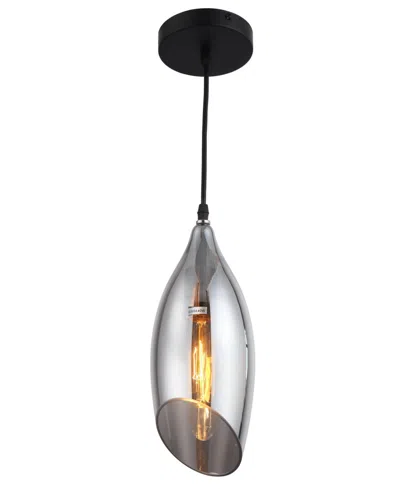Dainolite 12" Glass, Metal Abba 1 Light Pendant With Smoked Glass In Black