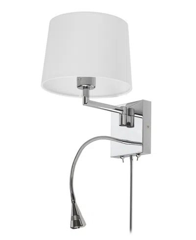 Dainolite 12" Metal Reading Light Led Wall Sconce With Shade In Polished Chrome,white