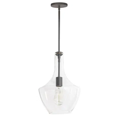 Dainolite 14.5" Glass, Metal Petalite 1 Light Small Pendant With Glass In Clear,matte Black