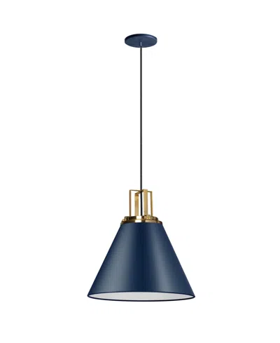 Dainolite 16.5" Metal Sonus 1 Light Pendant In Cobalt Blue,aged Brass