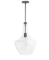 DAINOLITE 17.75" GLASS, METAL PETALITE 1 LARGE LIGHT PENDANT WITH GLASS