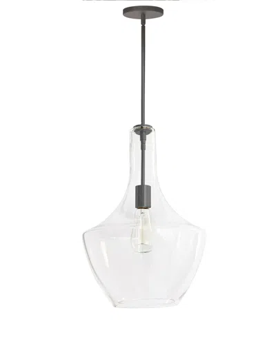 Dainolite 17.75" Glass, Metal Petalite 1 Large Light Pendant With Glass In Clear,matte Black