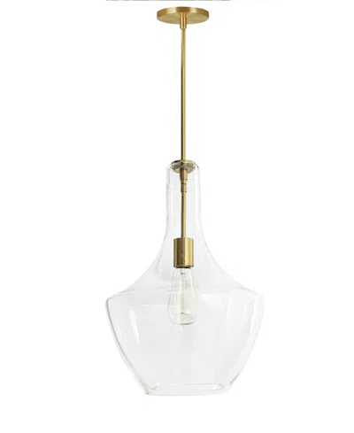 Dainolite 17.75" Glass, Metal Petalite 1 Light Large Pendant With Glass In Clear,aged Brass