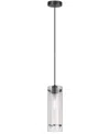 Dainolite 19.75" Metal, Glass Pasha 1 Light Pendant In Matte Black,clear,frosted
