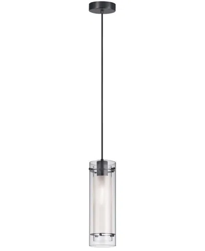 Dainolite 19.75" Metal, Glass Pasha 1 Light Pendant In Matte Black,clear,frosted