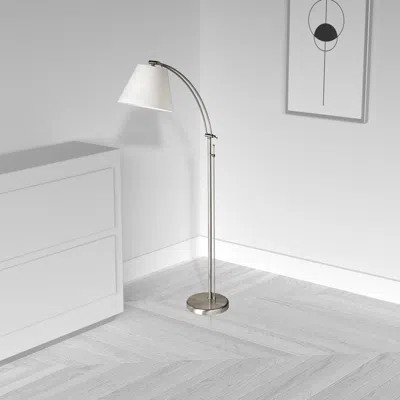 Dainolite 1lt Incan Adjustable Floor Lamp, Sc, Wh Shade In Silver