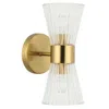 Dainolite 2 Light Incandescent Vanity Aged Brass With Clear Ribbed Glass In Gold