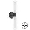 Dainolite 2 Light Matte Black Wall Sconce W/ Clear Fluted Glass In Black