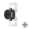 Dainolite 2 Light Matte Black Wall Sconce W/ Clear Water Glass In Black