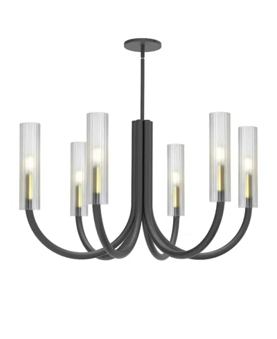 Dainolite 21.75" Metal Wand 6 Light Led Chandelier In Matte Black
