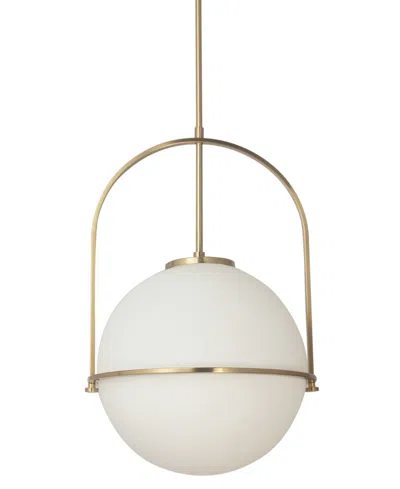 Dainolite 23" Metal, Glass Paola 1 Light Large Pendant With Glass In Aged Brass,white Opal