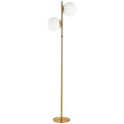 Dainolite 2lt Incandescent Floor Lamp, Agb,wh Opal Glass In Gold