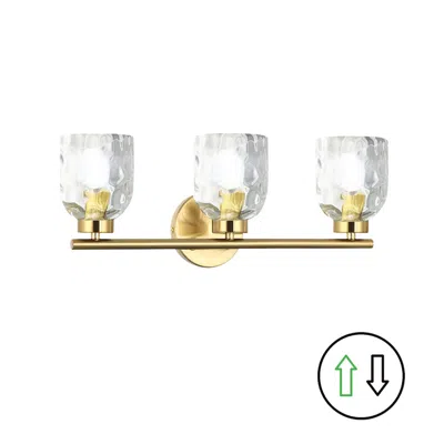 Dainolite 3 Light Aged Brass Vanity W/ Clear Water Glass In Multi