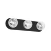 Dainolite 3 Light Vanity In Matte Black W/ Clear Hammered Glass In Black