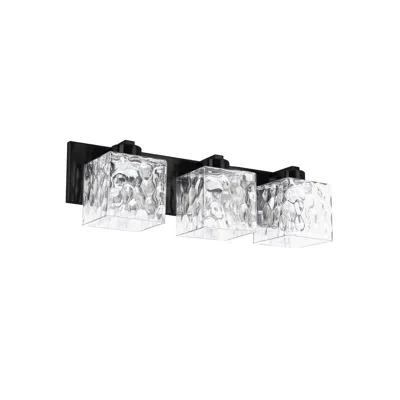 Dainolite 3 Light Vanity In Matte Black W/ Clear Water Glass