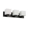 Dainolite 3 Light Vanity Matte Black With White Opal Glass In White