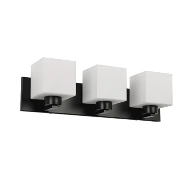 Dainolite 3 Light Vanity Matte Black With White Opal Glass