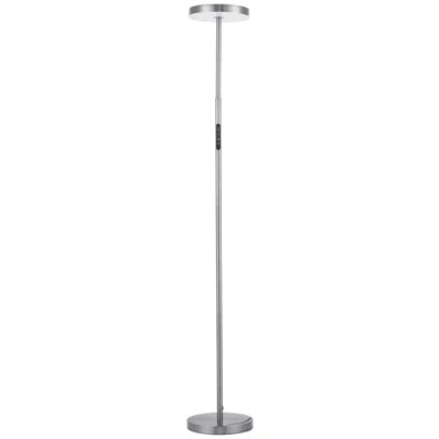 Dainolite 30w Floor Lamp Satin Nickel With White Acrylic Diffuser In Silver