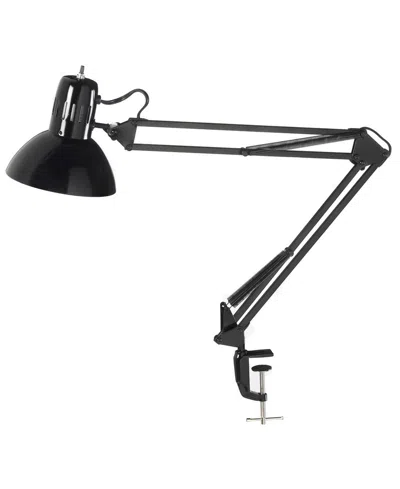 Dainolite 36" Metal Spring Balanced Gloss Clamp-on Task Lamp In Black