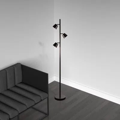Dainolite 3lt Floor Lamp, Bk In Black